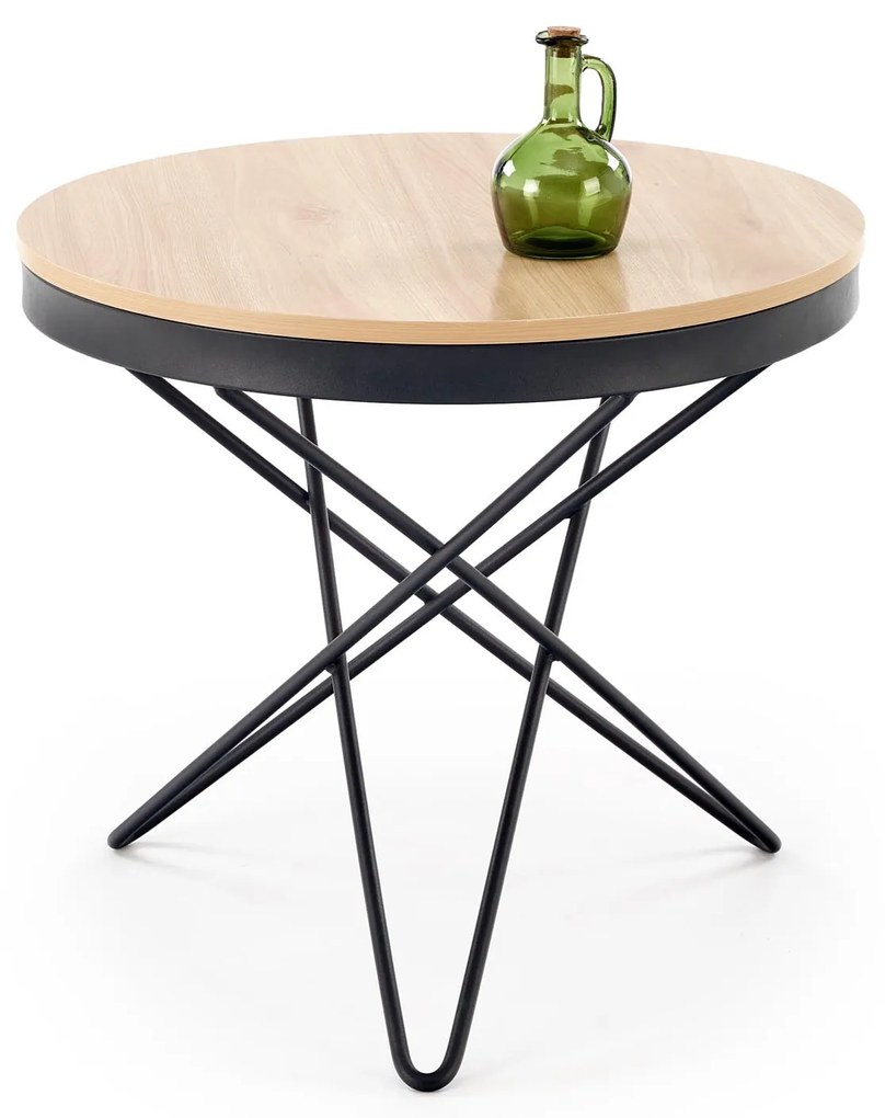 Ława okrągła MDF naturalny/czarny 60/55 LEILA