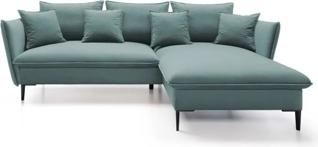 Narożnik GLOSS Prawostronny z funkcją spania, zestaw z poduszkami wolnostojący tkanina RIVIERA 80 Jasny szary WERSAL