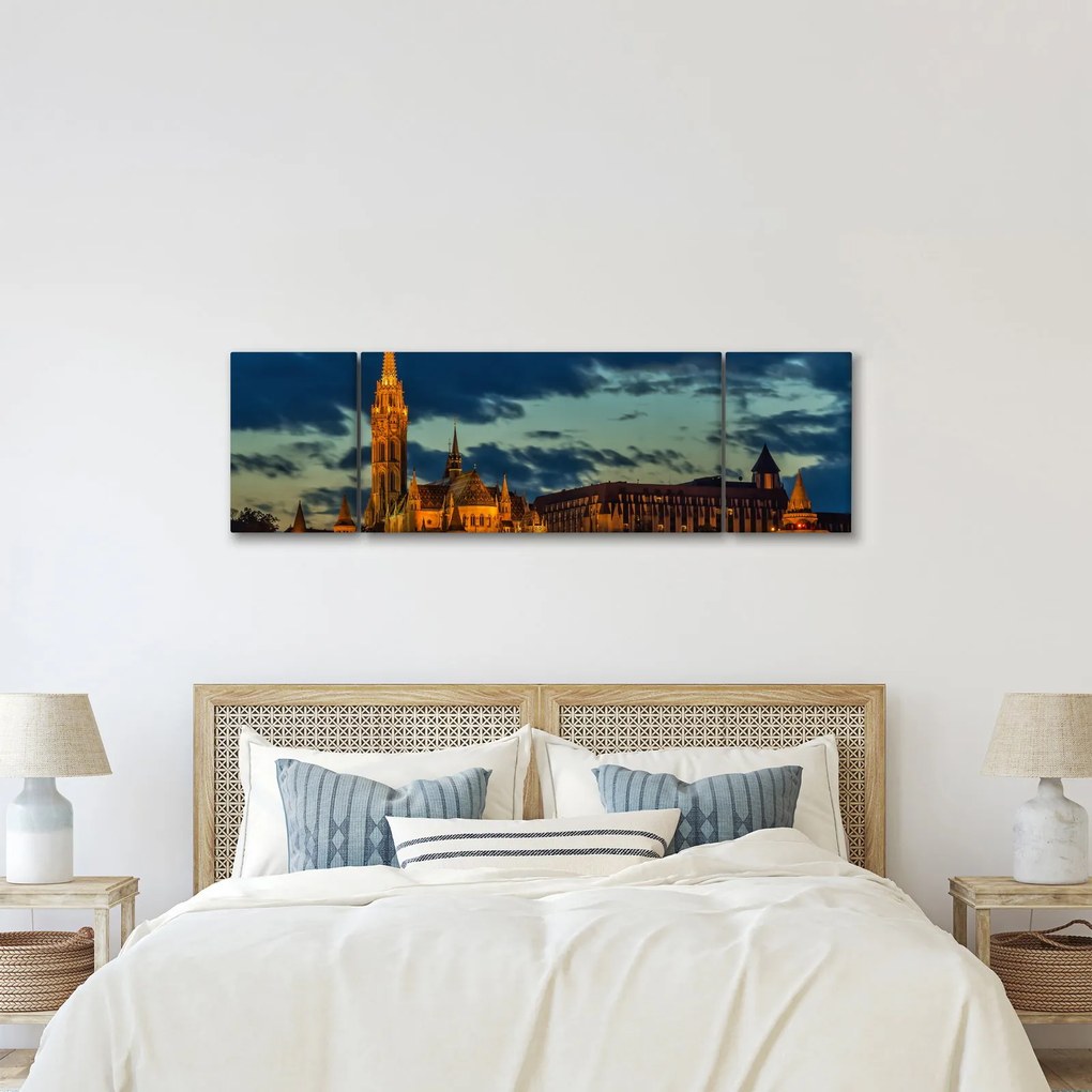 Obraz oświetlonego budynku (170x50 cm)