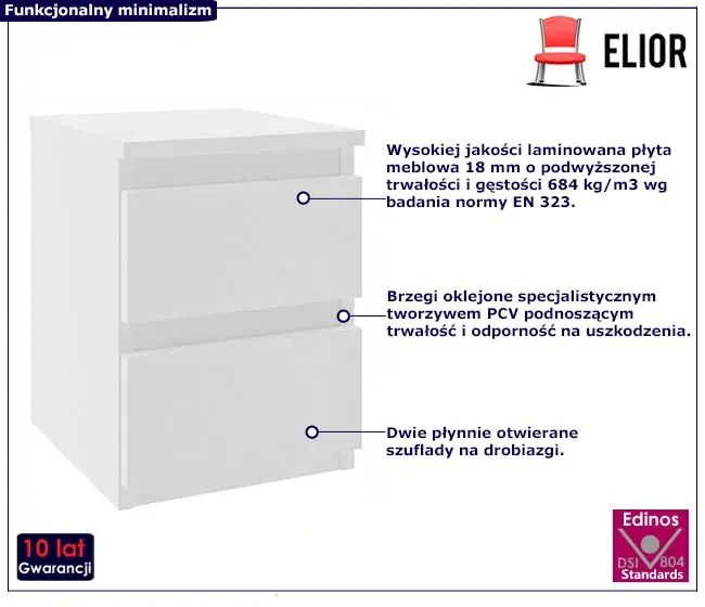 Biała minimalistyczna szafka nocna - Merfis