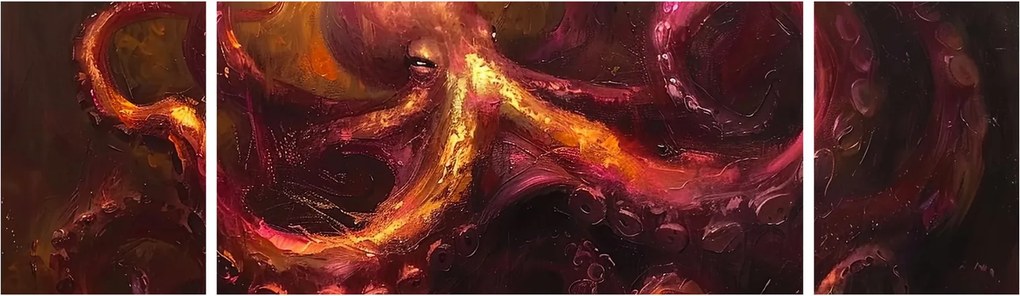 Obraz - Ośmiornica, obraz olejny (170x50 cm)