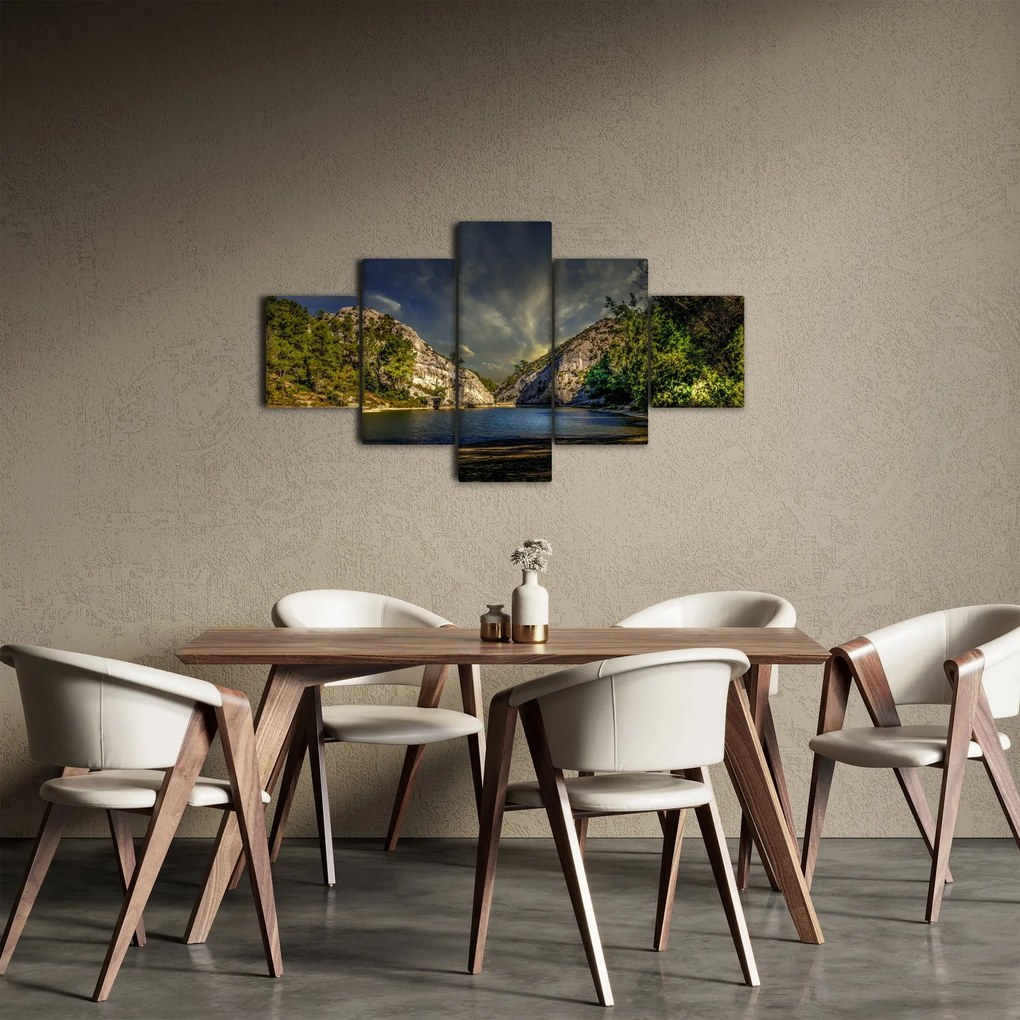 Obraz krajobrazu z jeziorem (125x70 cm)