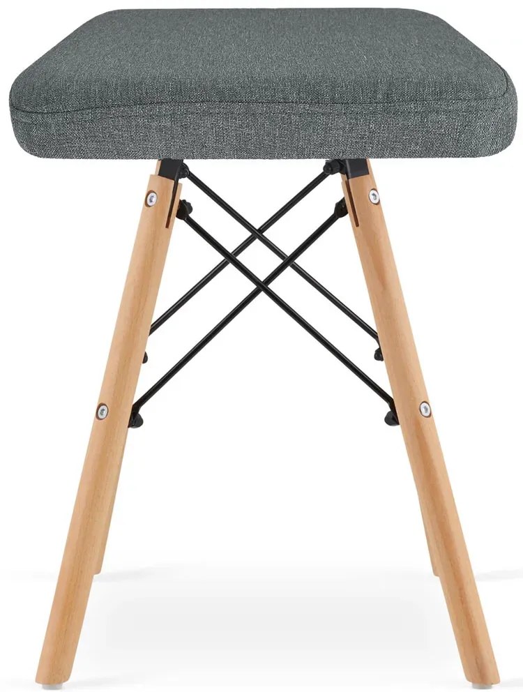 Szary skandynawski drewniany taboret tapicerowany K5-Z16