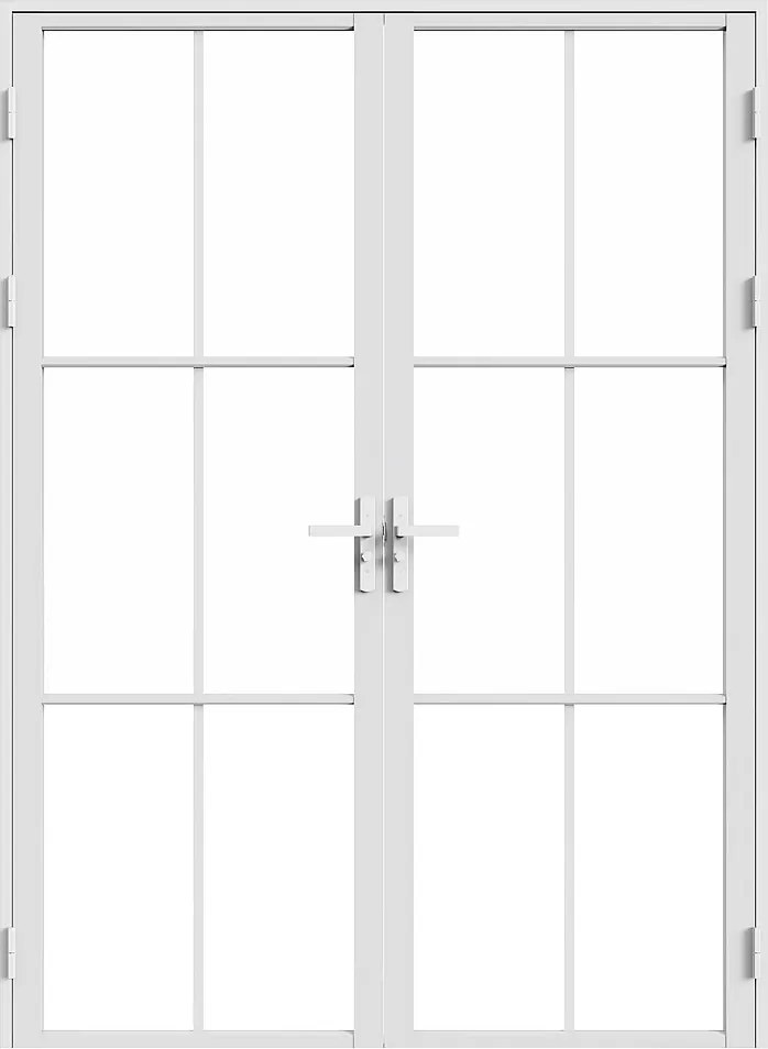 Odwracalny blok drzwiowy dwuskrzydłowy z aluminium i hartowanego szkła - 2 x W204 x S93 cm - Biały - SEROTO