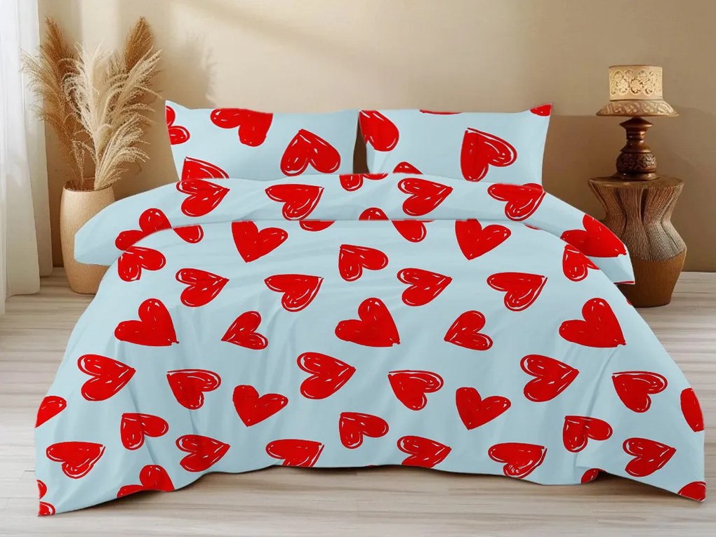 PrzytulneMieszkanie.pl PrzytulneMieszkanie.pl Bawełniana pościel WARM HEART jasnoniebieska Rozmiar pościeli: 70 x 90 cm | 140 x 220 cm