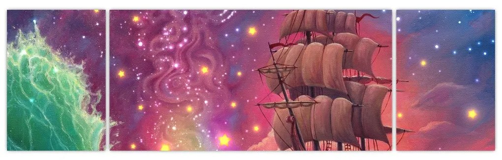 Obraz - Statek z kosmicznym niebem (170x50 cm)