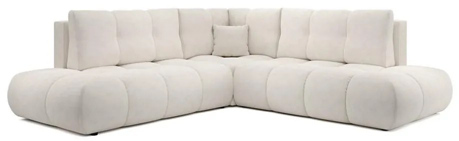 Rozkładany narożnik tapicerowany z pojemnikiem w kształcie L ALMADA lewy beżowy