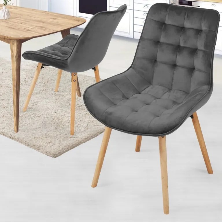 MIADOMODO Zestaw krzeseł do jadalni, ciemnoszary 2 sztuki