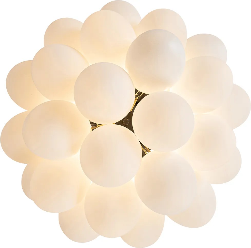 Plafon art deco czarny z opalowym szkłem 6-świateł - Uvas