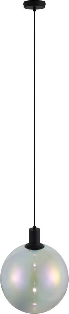 Designerska lampa wisząca czarna ze szkłem tęczowym 35 cm - Mallon