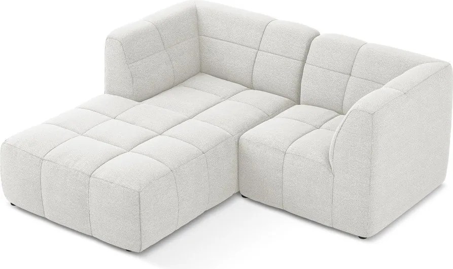 Biały narożnik z materiału bouclé (lewostronny/z szezlongiem) Aloha – Makamii