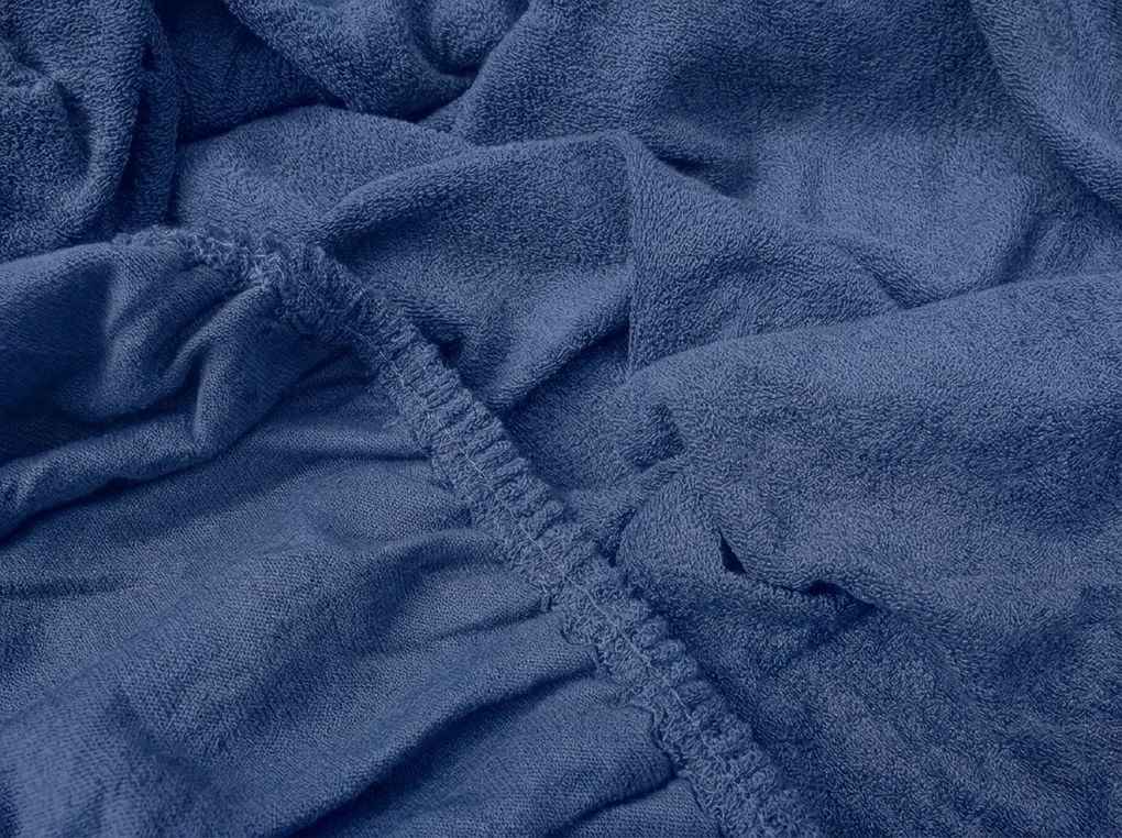 PrzytulneMieszkanie.pl Elastyczne prześcieradło MOLTON z polaru w kolorze granatowym 90 x 200 cm