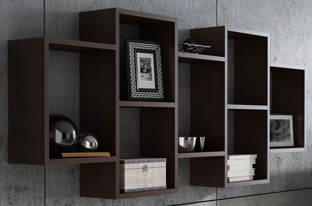 Ścienna półka modułowa wenge -Fremont, 3X