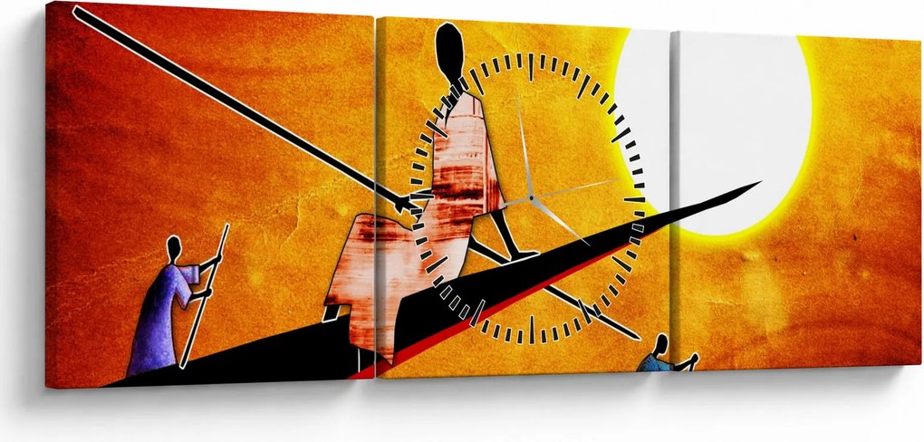 Obraz z okresu starożytnego malarstwa (z zegarem) (90x30 cm)
