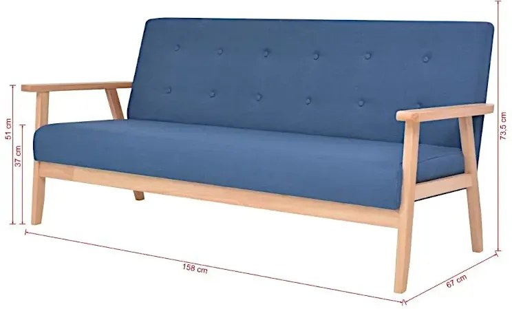 Niebieska sofa 3-osobowa - Sybis