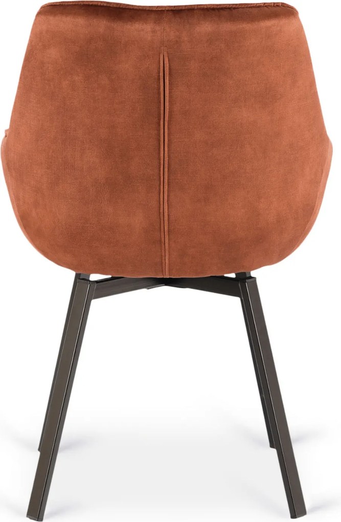 Krzesło Tapicerowane Obrotowe do Salonu LUNA Rude Welurowe Nowoczesne Loft