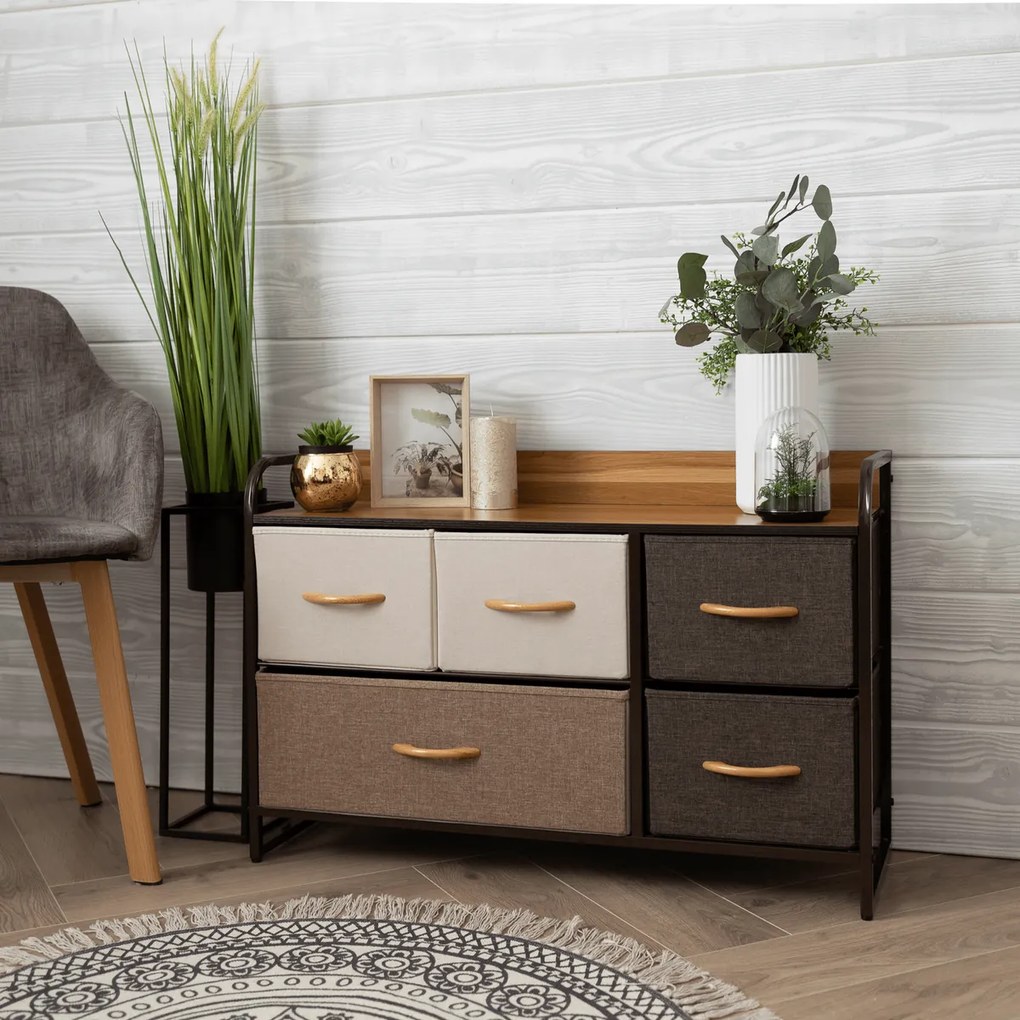 Komoda z szufladami z tkaniny HAZEL TYP 4, brązowy, S