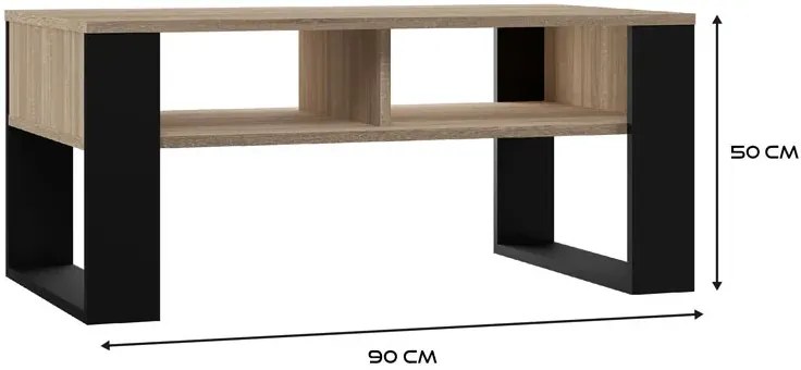Ława Salonowa Z Półką Dąb Sonoma + Czarny K5-F57