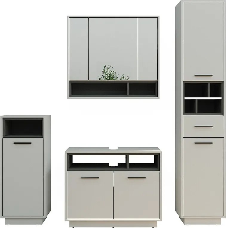 Zestaw mebli łazienkowych szary 80x40x64 beatrice
