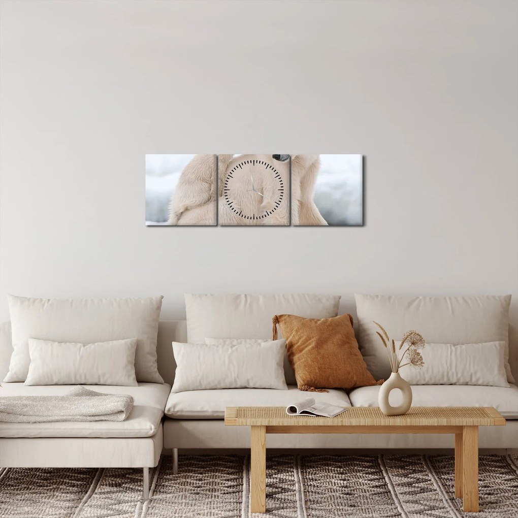 Obraz - Niedźwiedzie polarne (z zegarem) (90x30 cm)