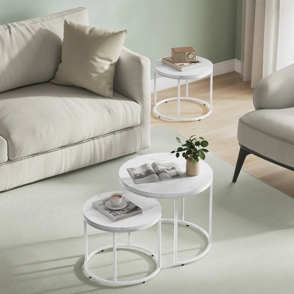 Zestaw stolików konferencyjnych MARLON 2 szt., dekor biały marmur