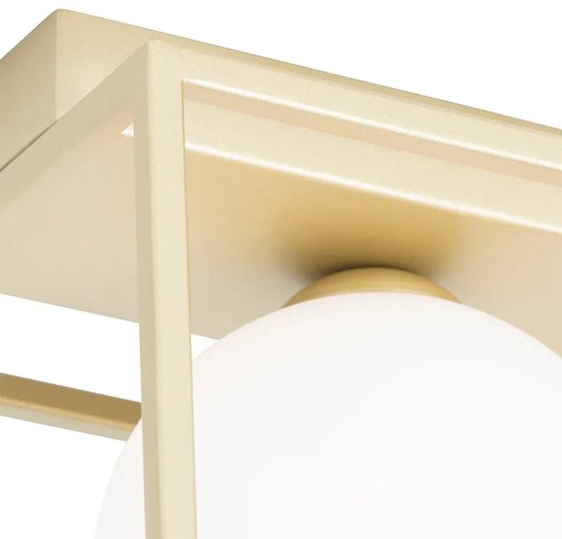 Designerska lampa sufitowa złota z białym szkłem 2-światła - AniekDesignerski Oswietlenie wewnetrzne