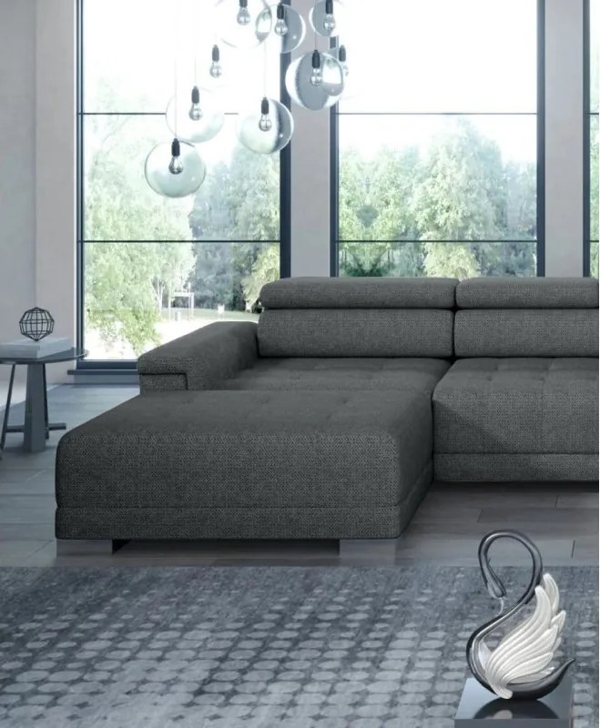 Narożnik CAMPO XL z elektryczną regulacją siedziska Prawostronny w tkaninie MEMPHIS 06 WERSAL