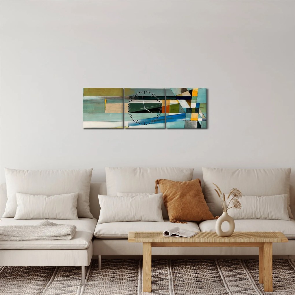 Obraz - Abstrakcja (z zegarem) (90x30 cm)