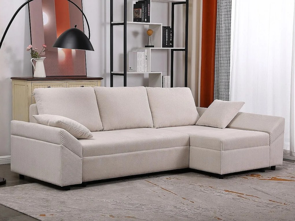 Narożnik sztruksowy "Vaugirard II" - 3-osobowy - Beżowy