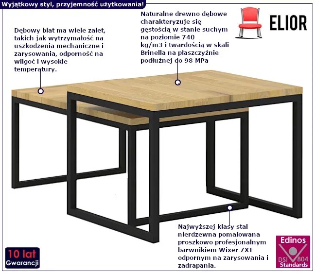Zestaw stolików kawowych z drewna dębowego - Werona