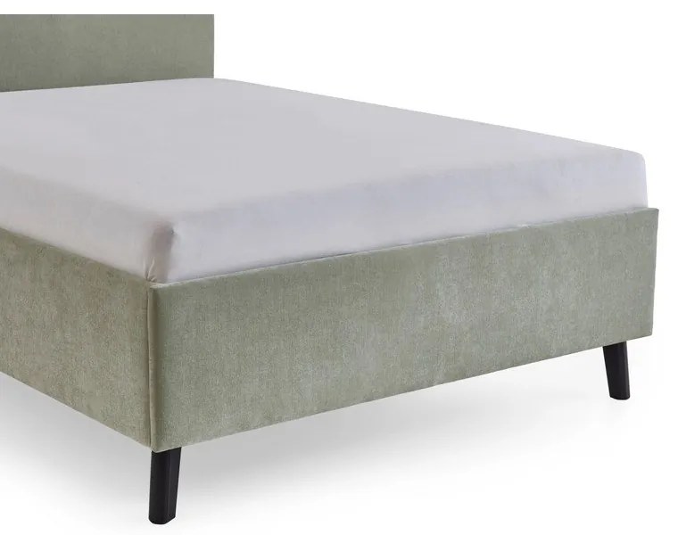 Jasnozielone tapicerowane łóżko dwuosobowe ze stelażem 140x200 cm Piano – Meise Möbel