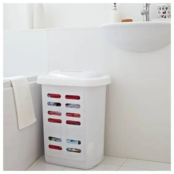 Biały kosz na pranie Addis Linen Hamper White, 60 l