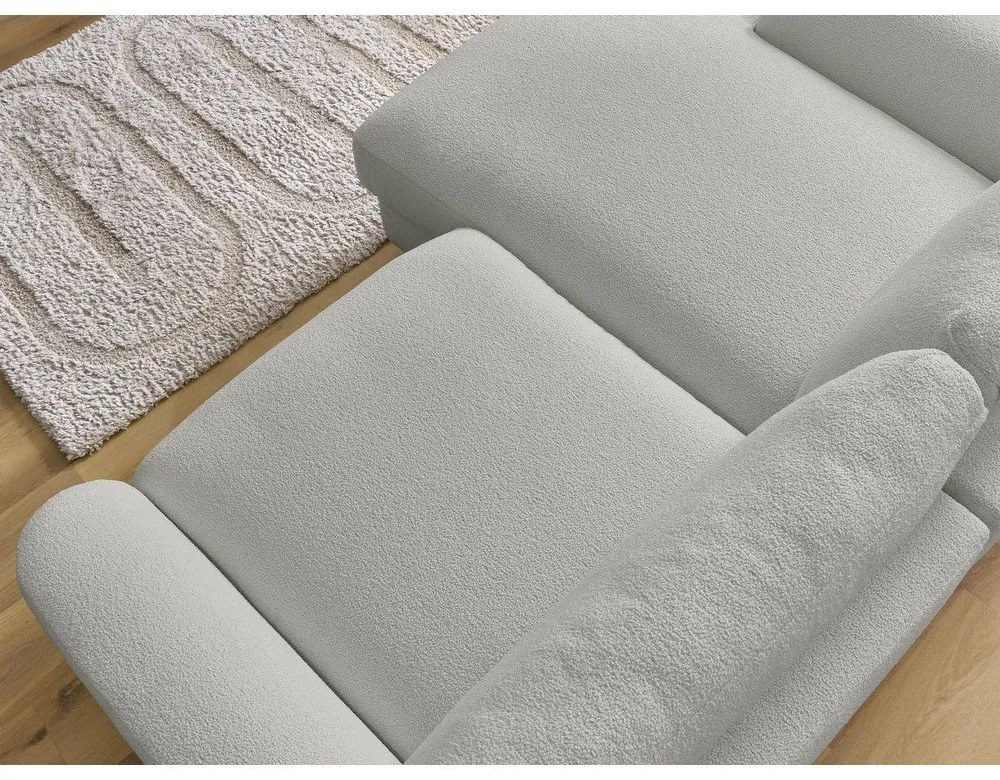 Jasnoszary narożnik z materiału bouclé (lewostronny/z szezlongiem) Leonore – Bobochic Paris