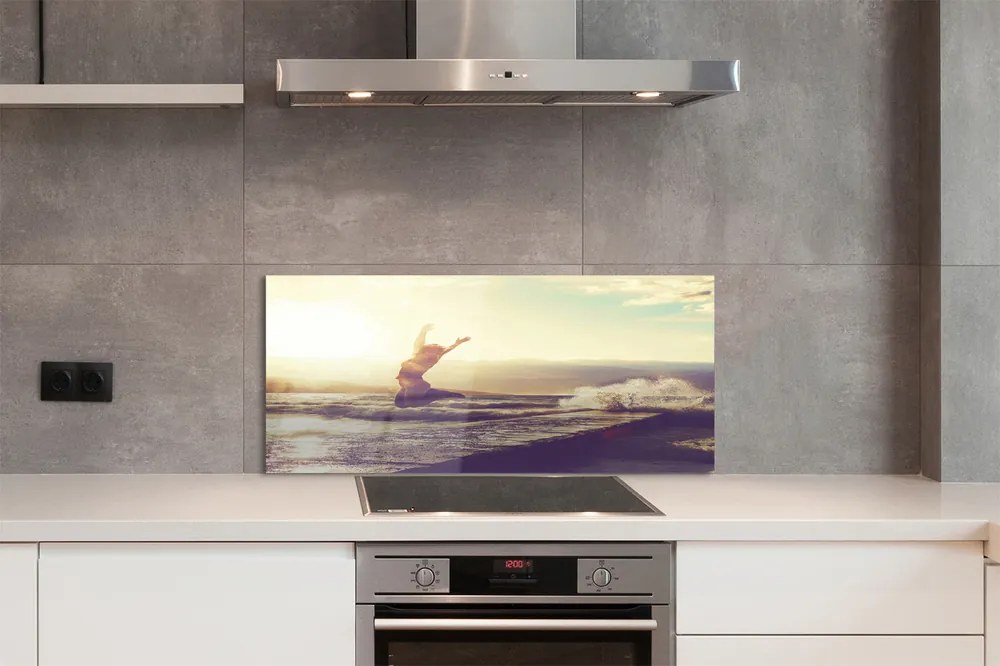 Szklany Panel Kobieta nad Jeziorem pod Chmurami