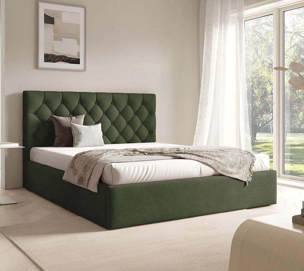 Zielone łóżko tapicerowane z zagłówkiem 3 rozmiary B7-A87