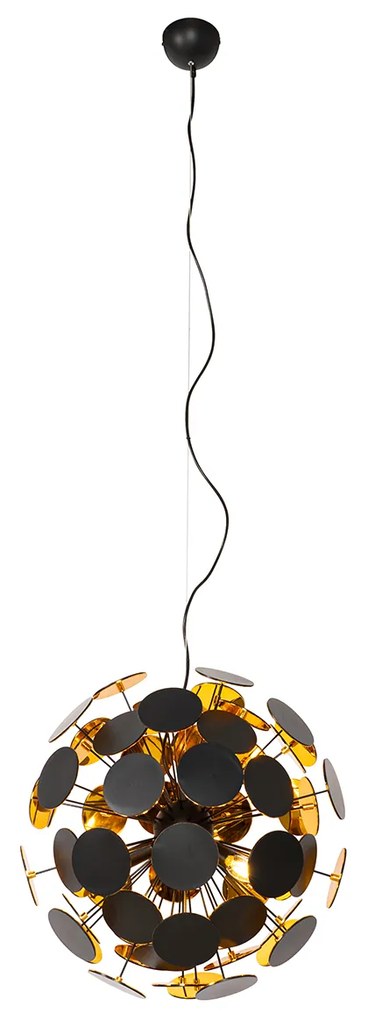 Designerska lampa wisząca czarna i złota - CerchioDesignerski Oswietlenie wewnetrzne
