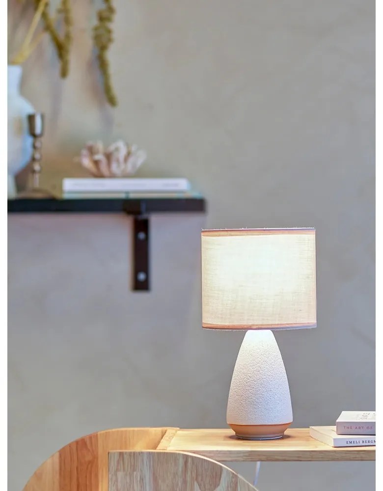Biało-beżowa lampa stołowa z tekstylnym kloszem (wysokość 27,5 cm) Paprica – Bloomingville