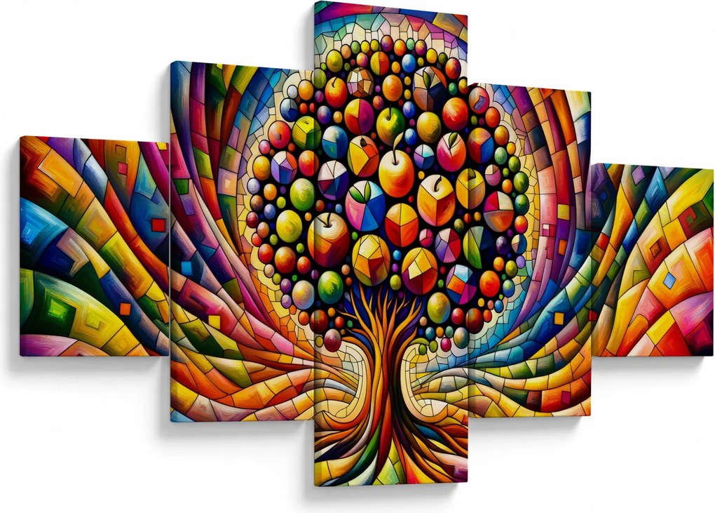 Obraz – Kolorowe drzewo z jabłkami (125x70 cm)