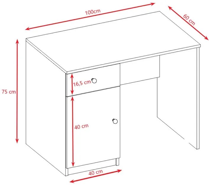 Białe biurko dla dziecka 100 cm T8-A82