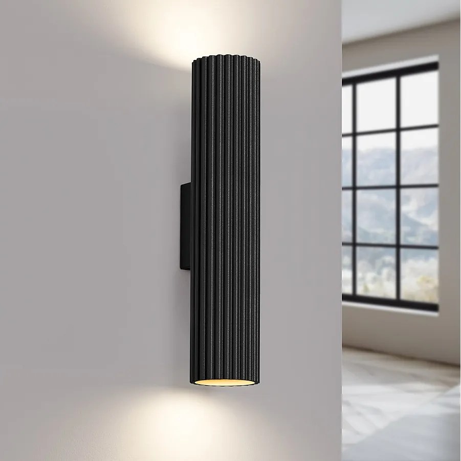 Lampa ścienna minimalistyczny Gloow, aluminium - 2 źródło światła 3000K - L.6.5 x H.30 cm - czarny