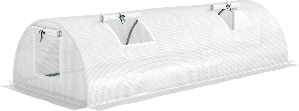 Outsunny Szklarnia foliowa, mini-tunelowa z oknami z siatki, odporna na UV, folia z tworzywa sztucznego, 200 x 80 x 45 cm, Biała