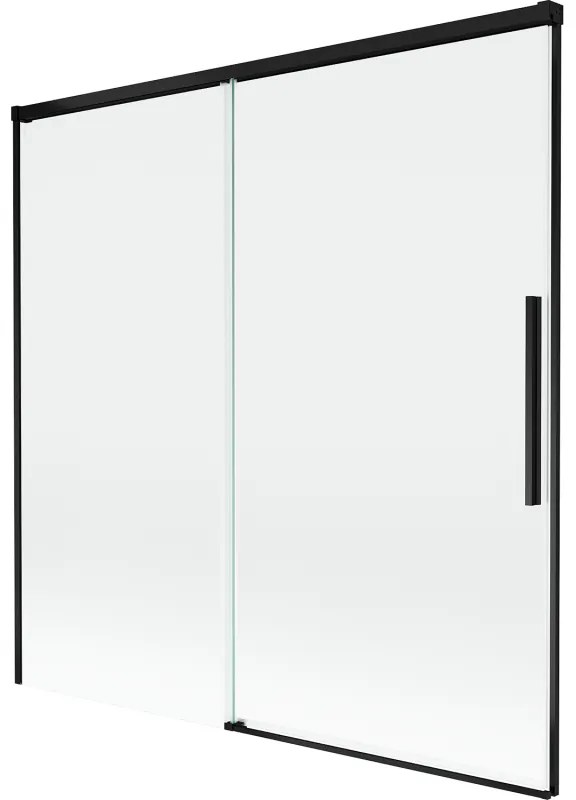 Mexen Rox parawan nawannowy 2-skrzydłowy rozsuwany 160 x 150 cm, transparent, czarny - 8C9-160-001-70-00