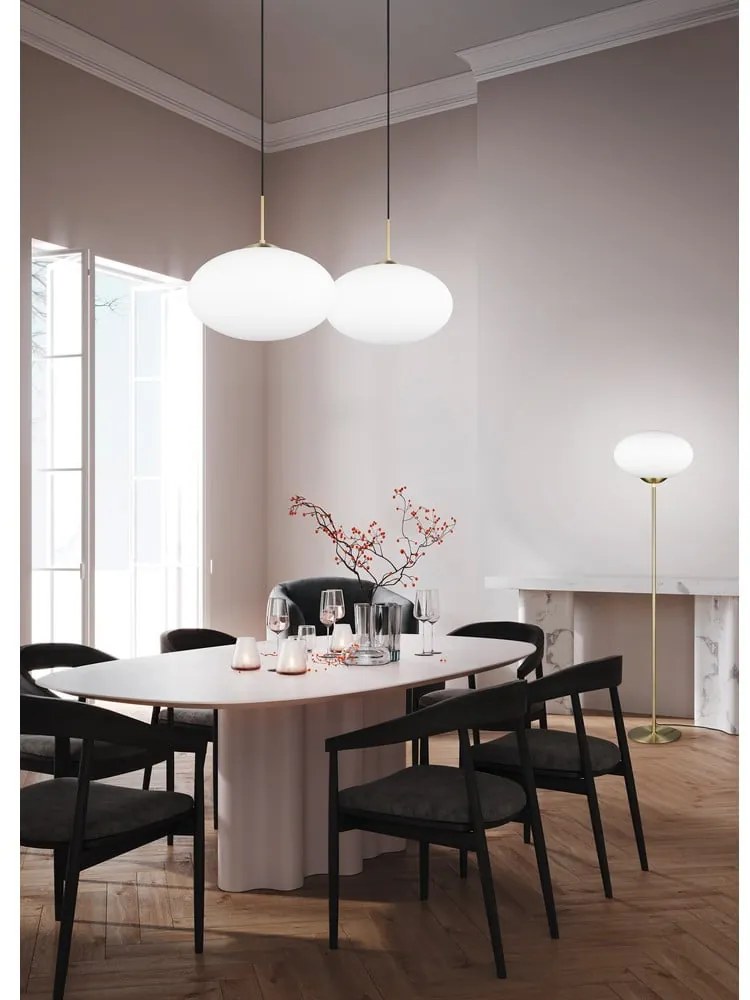 Lampa wisząca w biało-złotym kolorze ze szklanym kloszem ø 40 cm Fomento – Trio