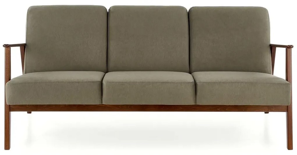 Sofa MILANO 3S oliwkowa/orzech trzyosobowa HALMAR