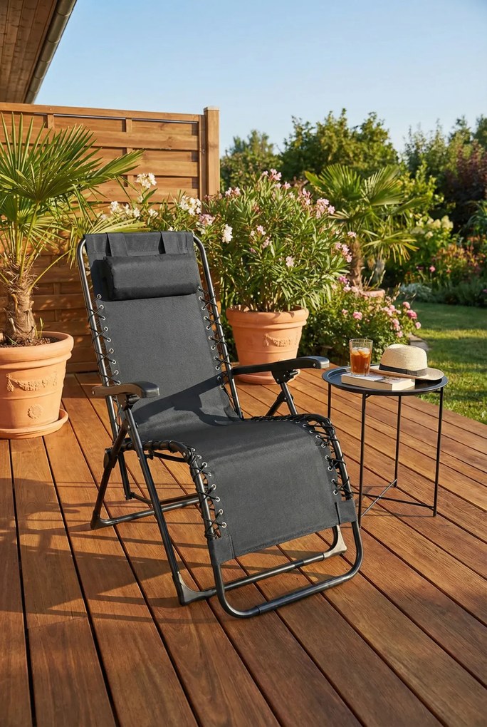 Składane czarne tarasowe krzesło B5-H34