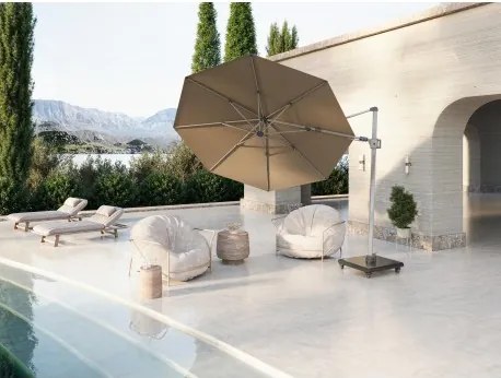 HYPERION 340 PRESTIGE – luksusowy huśtawkowy parasol ogrodowy z bocznym drążkiem : Kolor parasola - Kávová