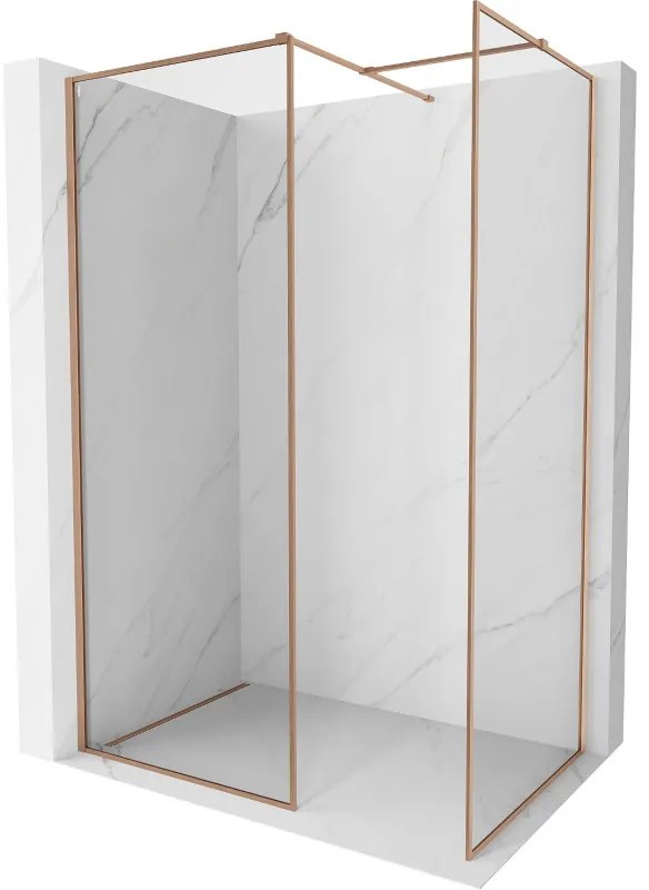 Mexen Kioto-XF ścianka prysznicowa Walk-in z ramką 150x120 cm, transparent 10 mm, miedź szczotkowana - 800-150-202-04-65-120-XF