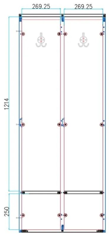 Drewniana szafa ubraniowa S4 z ławką, 4-drzwiowa, 1871 x 1200 x 500/800 mm, demontaż, zamek RFID, szary/brzoza