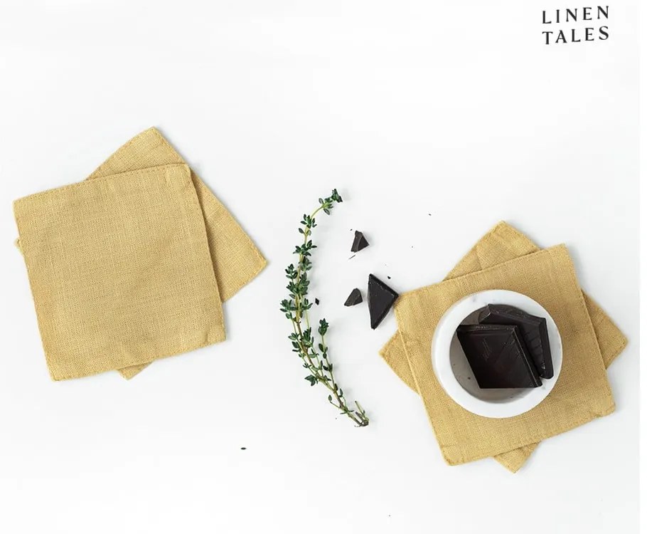Żółte tekstylne podkładki zestaw 4 szt. – Linen Tales
