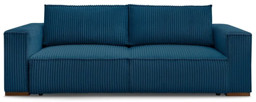 Niebieska sztruksowa rozkładana/ze schowkiem sofa 244 cm Chelsea – Bobochic Paris